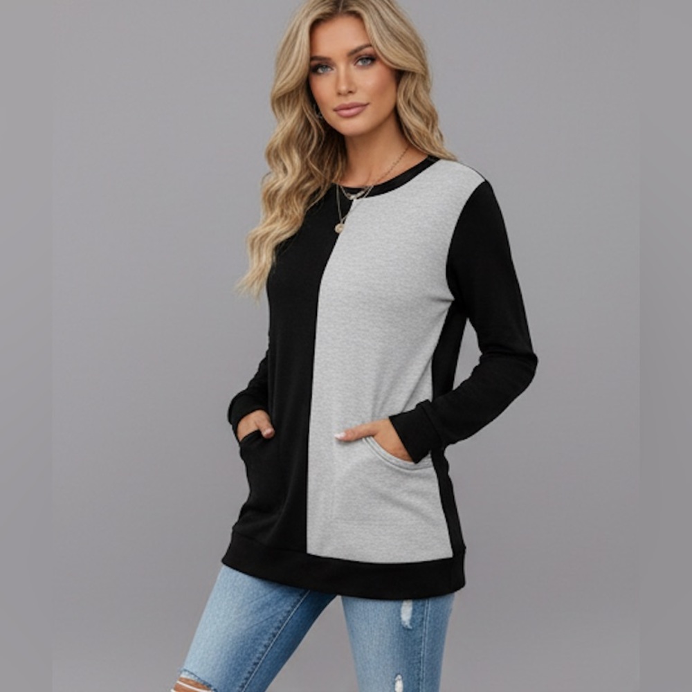 Two Tone Dual Pocket Sweatshirt